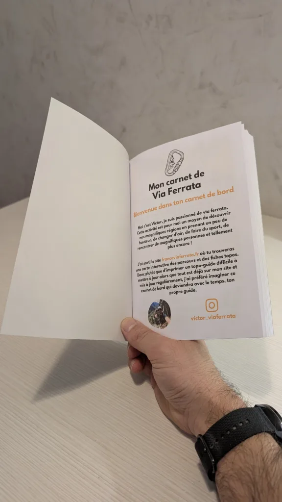Mon carnet de Via Ferrata page de présentation