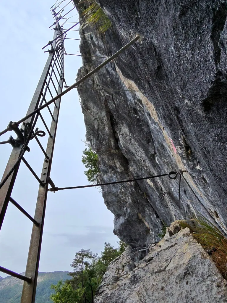 via ferrata la roche à l'agathe à thônes, échelle des sapeurs de l'empire