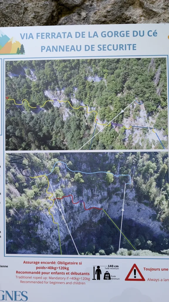 panneau via ferrata la gorge du cé mont saxonnex